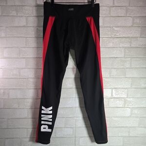 Y2K Victoria's Secret PINK COZY Black & Red Leggings Soft Athletic Wear Size M